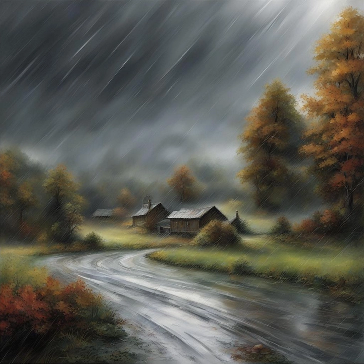 Генерация по запросу beautiful landscape filter-style oilpaint weather rainy Stable Diffusion
